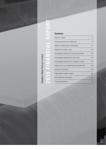 Thumbnail Bisalloy Steel Group Annual Report 2015