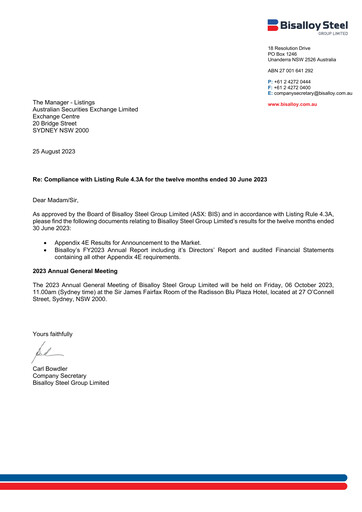 Thumbnail Bisalloy Steel Group Annual Report 2023