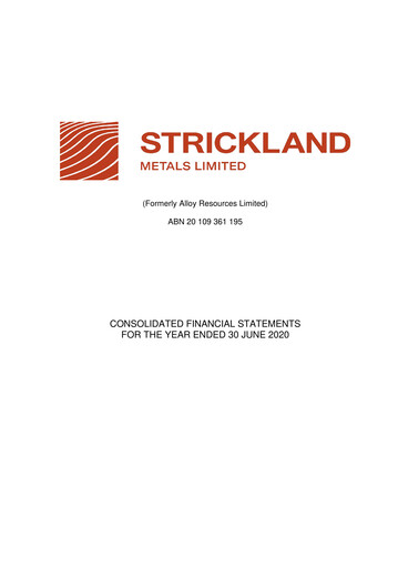 Vorschaubild Strickland Metals Limited Finanzmitteilung 2020