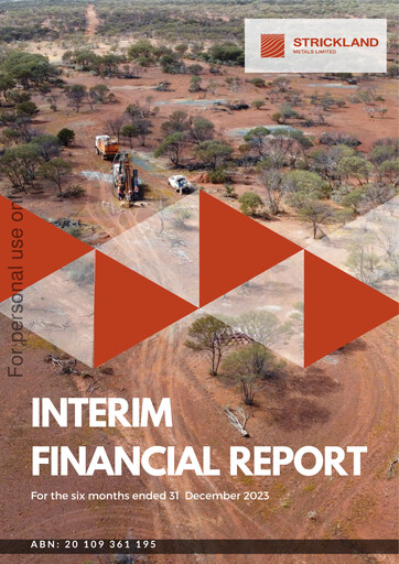 Miniature Strickland Metals Limited Rapport semestriel 2023-h1
