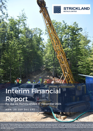 Miniature Strickland Metals Limited Rapport semestriel 2024-h1