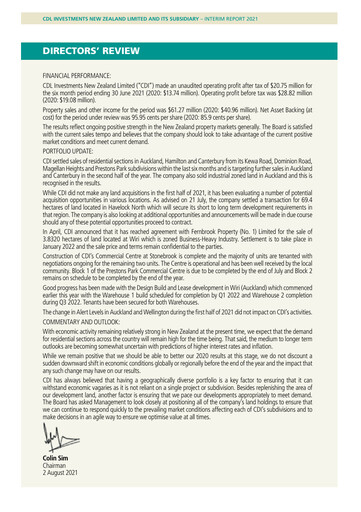 Thumbnail CDL Investments New Zealand Limited Half-year Report 2021-h1