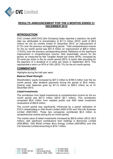 Thumbnail CVC Limited Financial Report 2014-h1