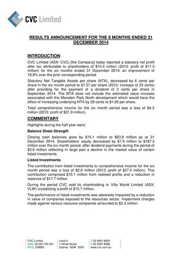 Thumbnail CVC Limited Financial Report 2015-h1
