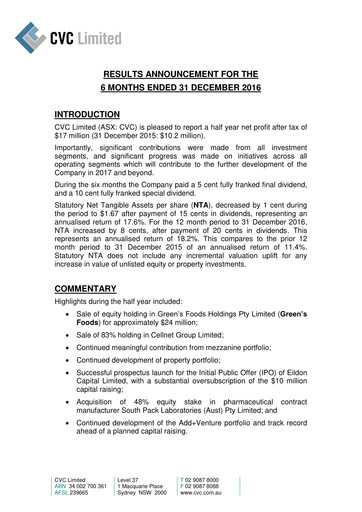 Thumbnail CVC Limited Financial Report 2017-h1