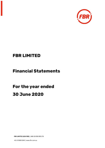 Thumbnail FBR Limited Financial Statement 2020