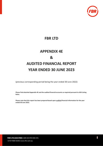 Thumbnail FBR Limited Financial Statement 2023