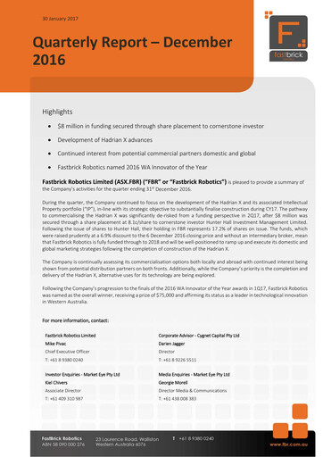 Thumbnail FBR Limited Quarterly Report 2016-q4