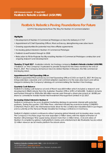 Thumbnail FBR Limited Quarterly Report 2017-q1