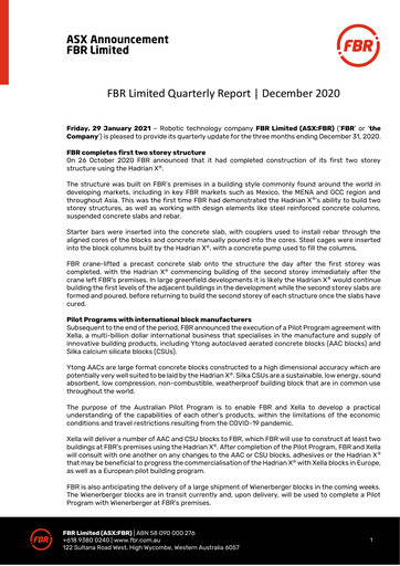 Thumbnail FBR Limited Quarterly Report 2020-q4