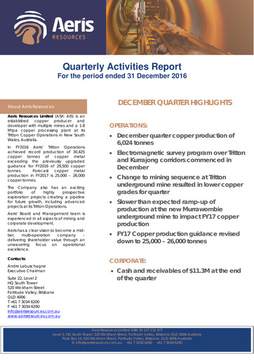 Thumbnail Aeris Resources Quarterly Report 2017-q2