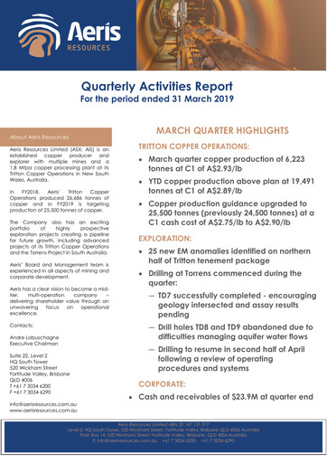Thumbnail Aeris Resources Quarterly Report 2019-q3