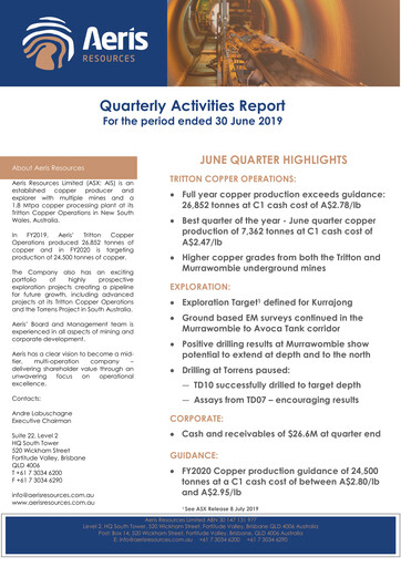 Thumbnail Aeris Resources Quarterly Report 2019-q4