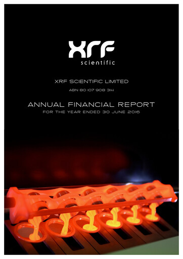 Miniature XRF Scientific Limited Rapport annuel 2016