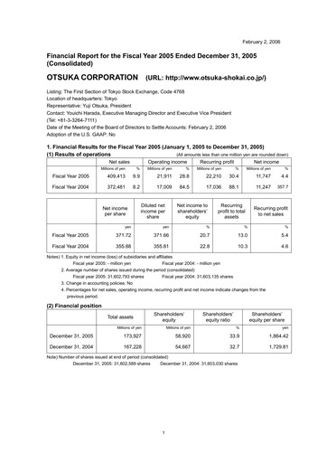 Vorschaubild Otsuka Finanzbericht 2005