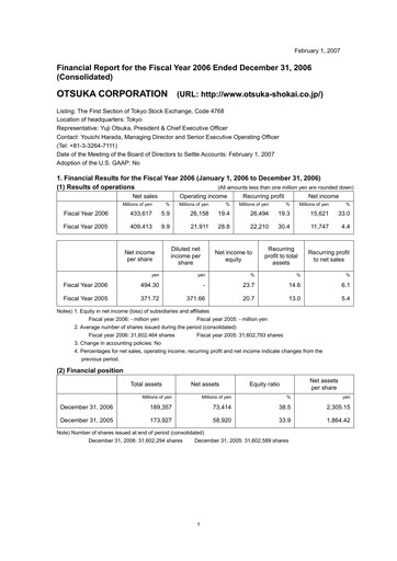 Vorschaubild Otsuka Finanzbericht 2006