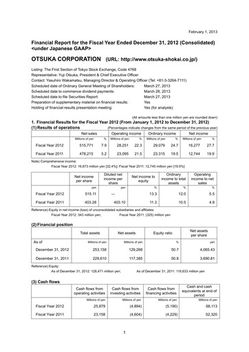 Vorschaubild Otsuka Finanzbericht 2012