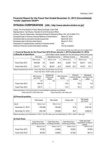 Vorschaubild Otsuka Finanzbericht 2013
