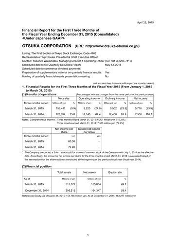 Miniature Otsuka Rapport trimestriel 2015-q1