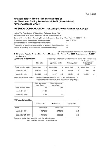 Miniature Otsuka Rapport trimestriel 2021-q1
