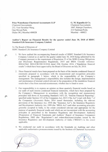 Miniature HDFC Life
 Rapport trimestriel 2018-q1