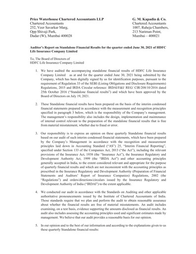 Miniature HDFC Life
 Rapport trimestriel 2021-q1