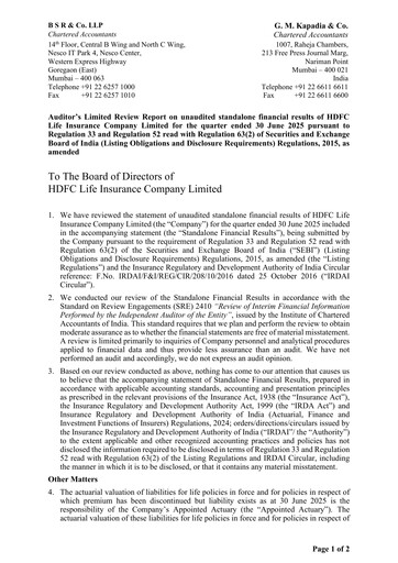 Miniature HDFC Life
 Rapport trimestriel 2025-q1