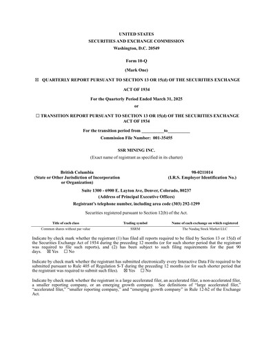 Thumbnail SSR Mining Quarterly Report 2025-q1