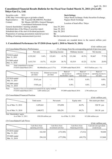Vorschaubild Tōkyō Gas
 Finanzmitteilung fy2010