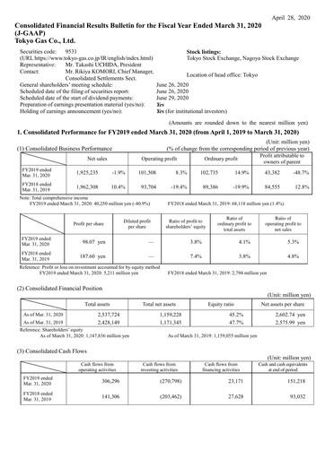 Vorschaubild Tōkyō Gas
 Finanzmitteilung fy2019