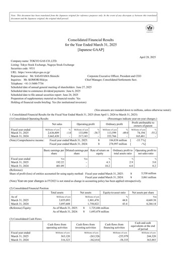 Thumbnail Tōkyō Gas
 Financial Statement fy2025