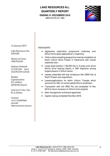 Thumbnail Lake Resources NL Quarterly Report 2016-q4