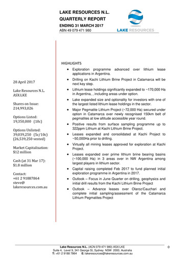 Thumbnail Lake Resources NL Quarterly Report 2017-q1