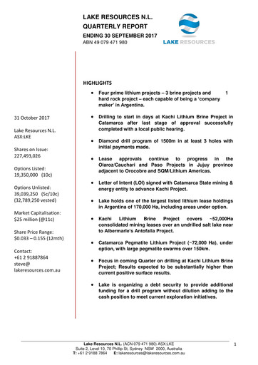 Thumbnail Lake Resources NL Quarterly Report 2017-q3