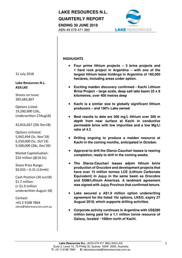 Thumbnail Lake Resources NL Quarterly Report 2018-q2