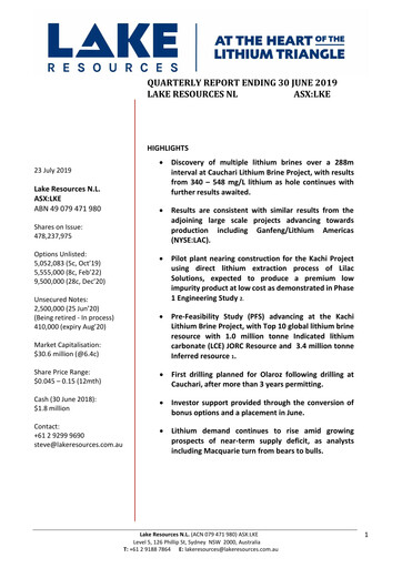 Thumbnail Lake Resources NL Quarterly Report 2019-q2