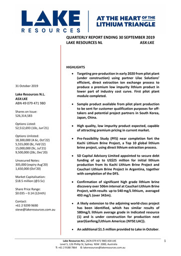 Thumbnail Lake Resources NL Quarterly Report 2019-q3