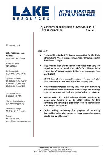 Thumbnail Lake Resources NL Quarterly Report 2019-q4