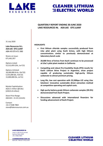 Thumbnail Lake Resources NL Quarterly Report 2020-q2