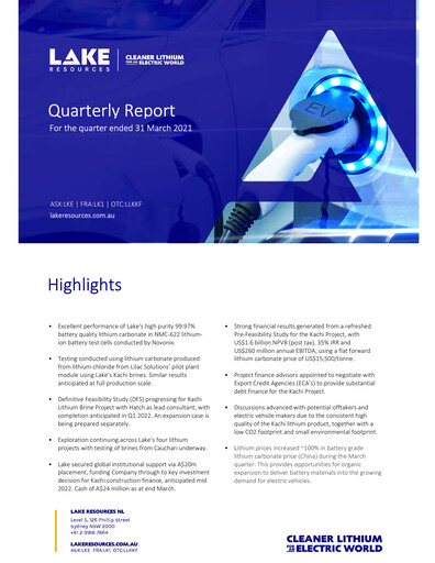Thumbnail Lake Resources NL Quarterly Report 2021-q1