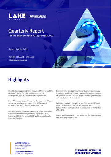 Thumbnail Lake Resources NL Quarterly Report 2022-q3