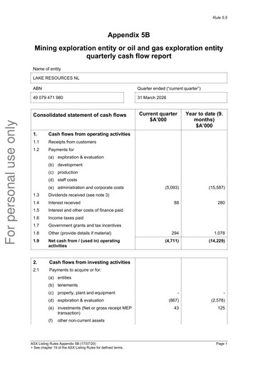 Thumbnail Lake Resources NL Quarterly Report 2026-q1
