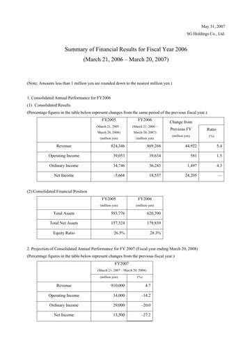 Thumbnail SG Holdings Financial Statement fy2006