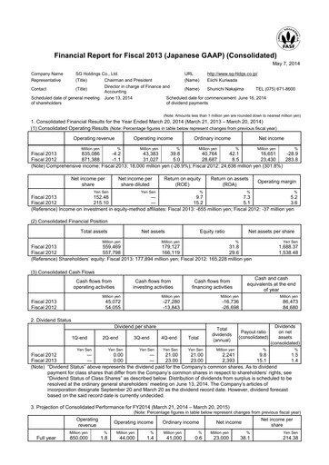 Thumbnail SG Holdings Financial Statement fy2013