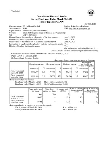 Thumbnail SG Holdings Financial Statement fy2019