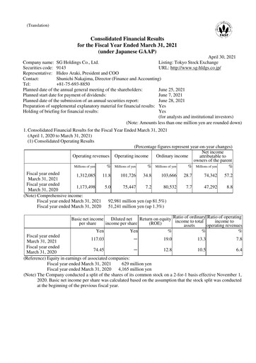 Thumbnail SG Holdings Financial Statement fy2020