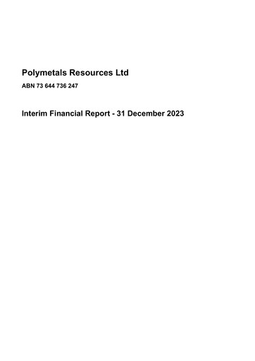 Thumbnail Polymetals Resources Financial Report 2024-h1