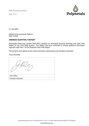 Miniature Polymetals Resources Rapport trimestriel 2023-q2