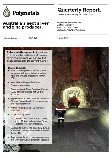 Miniature Polymetals Resources Rapport trimestriel 2025-q1