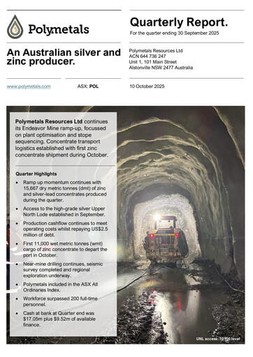 Miniature Polymetals Resources Rapport trimestriel 2025-q3